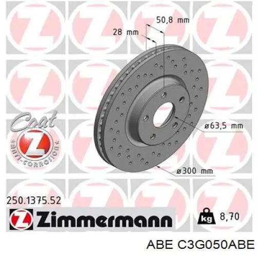Tarcza hamulcowa przednia ABE C3G050ABE cena, od 69,77 USD