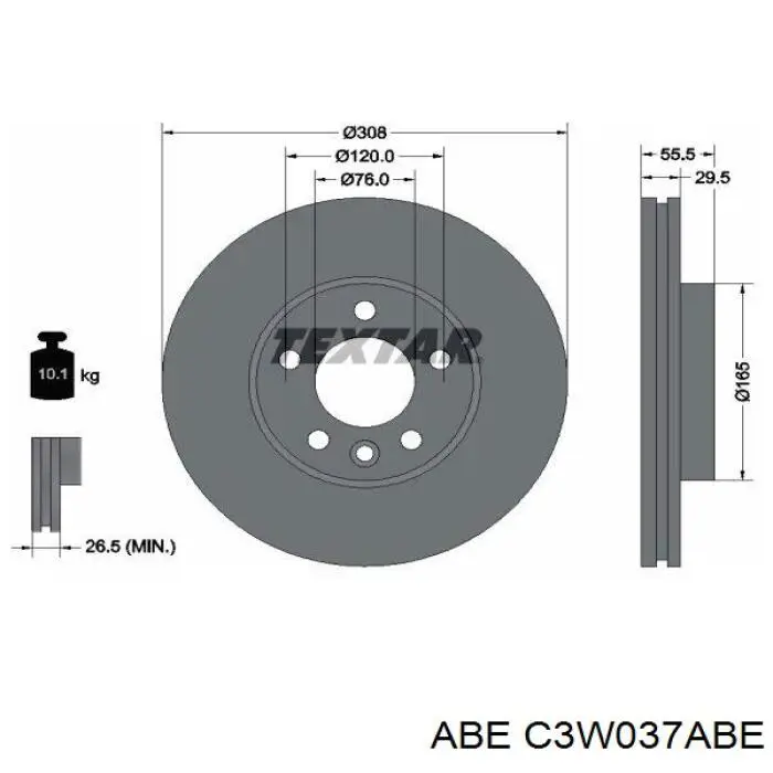 Do koszyka C3W037ABE ABE Tarcza hamulcowa przednia