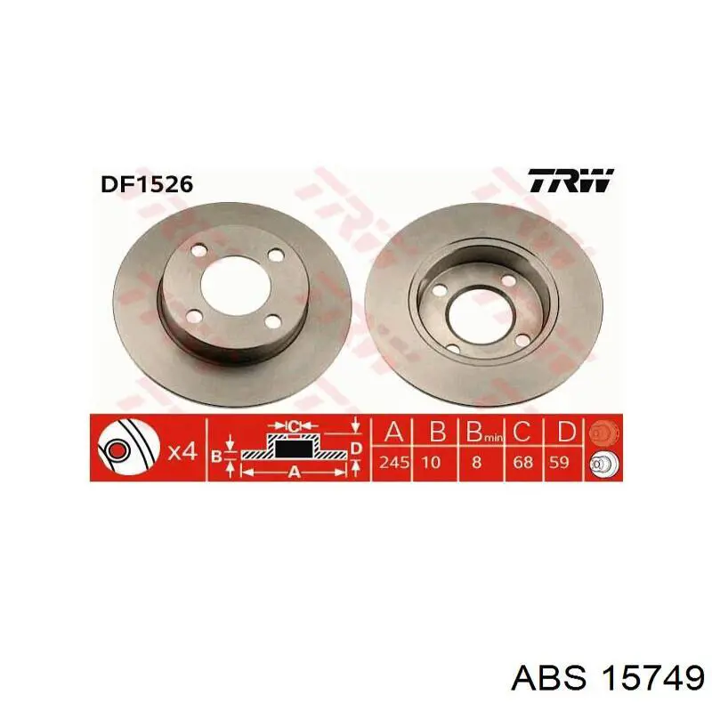 Do koszyka 15749 ABS Tarcza hamulcowa tylna