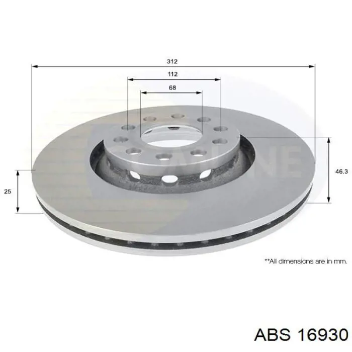 Tarcza hamulcowa przednia ABS 16930 cena, od 59,13 USD