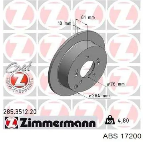 Do koszyka 17200 ABS Tarcza hamulcowa tylna