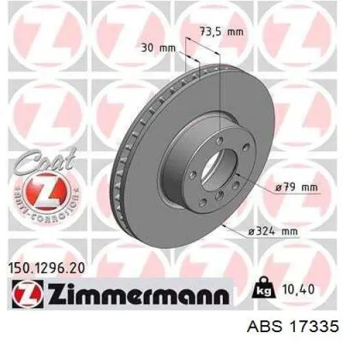 Do koszyka 17335 ABS Tarcza hamulcowa przednia