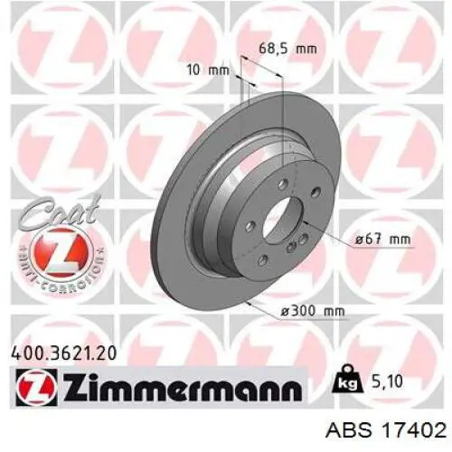 Do koszyka 17402 ABS Tarcza hamulcowa tylna