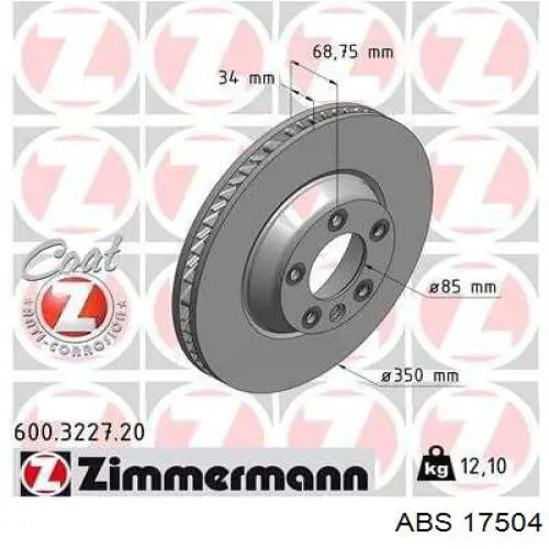 Do koszyka 17504 ABS Tarcza hamulcowa przednia