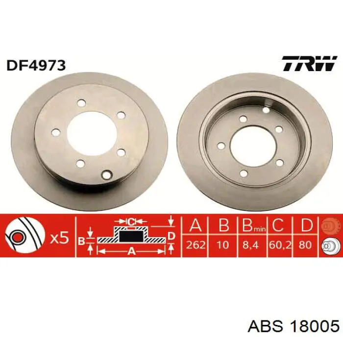 Do koszyka 18005 ABS Tarcza hamulcowa tylna