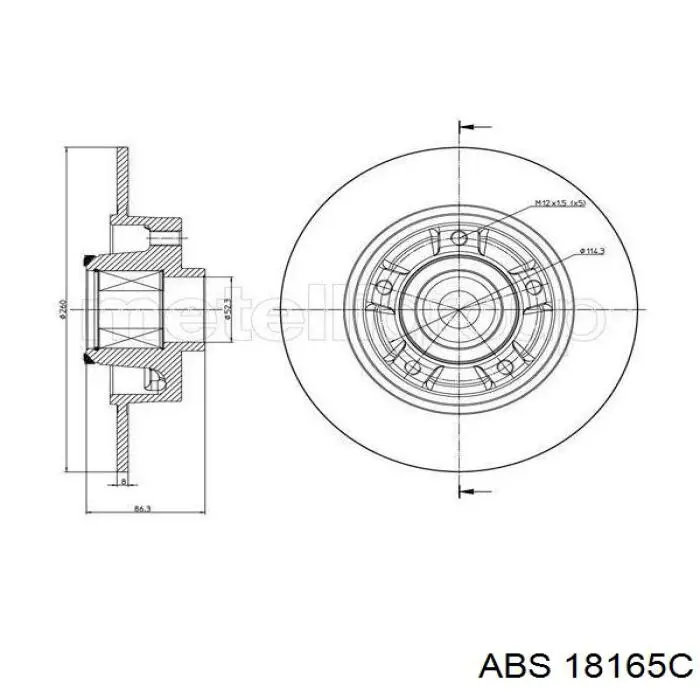 Tarcza hamulcowa tylna ABS 18165C cena, od 81,16 USD