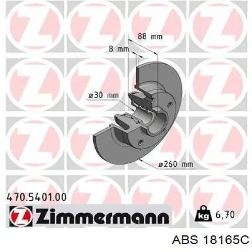 Do koszyka 18165C ABS Tarcza hamulcowa tylna