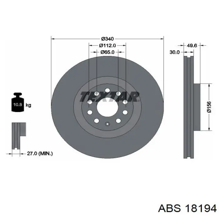 Tarcza hamulcowa przednia ABS 18194 cena, od 79,91 USD