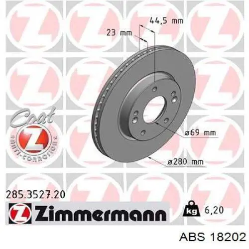Tarcza hamulcowa przednia ABS 18202 cena, od 47,30 USD