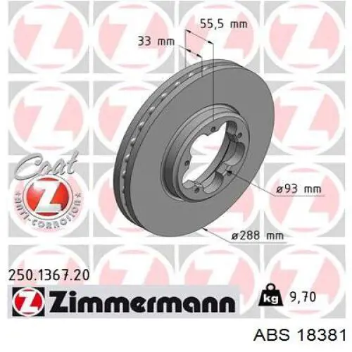 Tarcza hamulcowa przednia ABS 18381 cena, od 72,92 USD