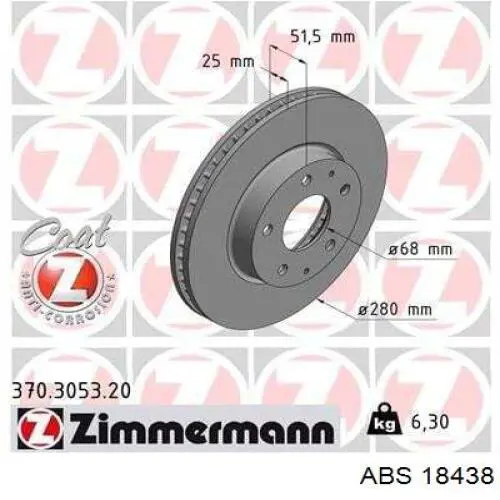 Do koszyka 18438 ABS Tarcza hamulcowa przednia