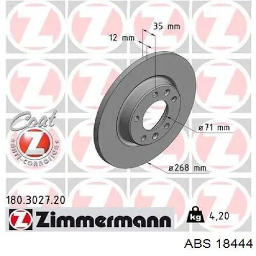Tarcza hamulcowa tylna ABS 18444 cena, od 39,87 USD