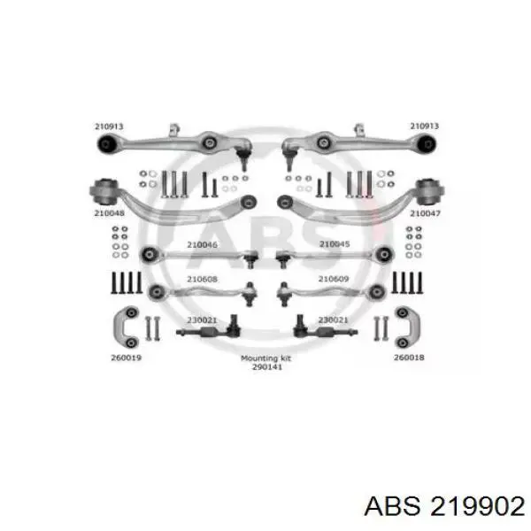 Zestaw wahaczy zawieszenia przedniego ABS 219902 cena, od 222,65 USD
