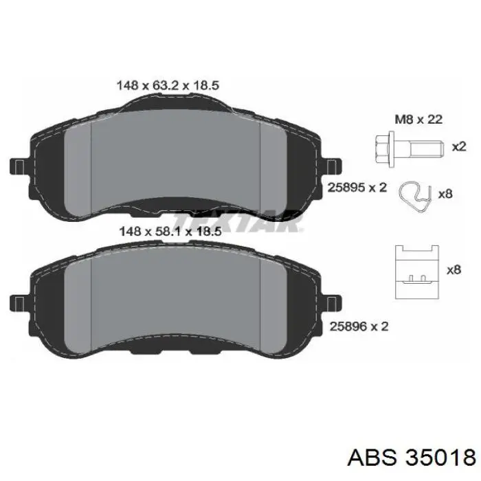 Klocki hamulcowe przednie tarczowe ABS 35018 cena, od 33,48 USD