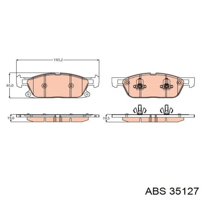 35127 ABS Klocki hamulcowe przednie tarczowe