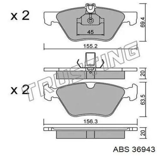 Klocki hamulcowe przednie tarczowe ABS 36943 cena, od 26,97 USD