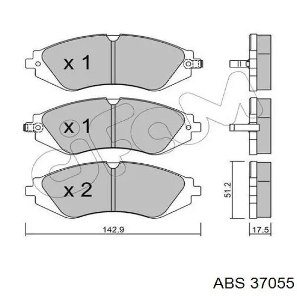 Klocki hamulcowe przednie tarczowe ABS 37055 cena, od 17,31 USD