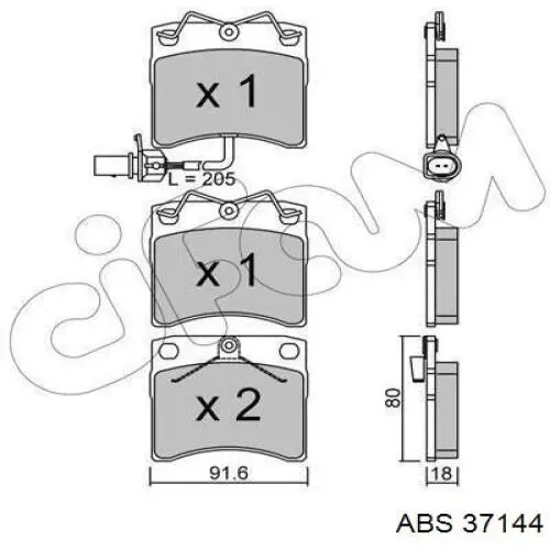 Klocki hamulcowe przednie tarczowe ABS 37144 cena, od 25,86 USD