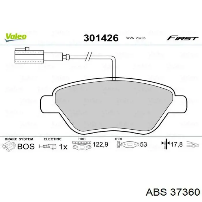 Klocki hamulcowe przednie tarczowe ABS 37360 cena, od 23,90 USD