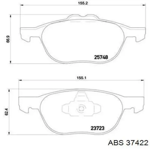Klocki hamulcowe przednie tarczowe ABS 37422 cena, od 26,45 USD