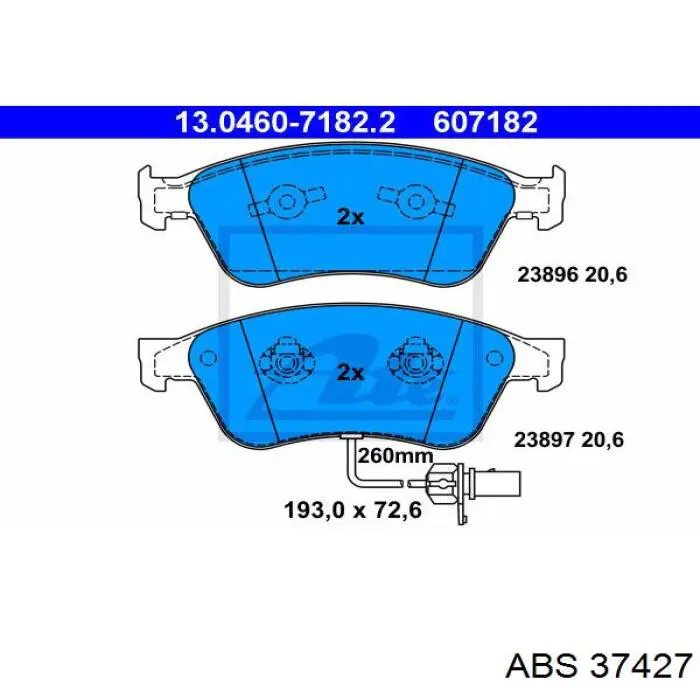 Klocki hamulcowe przednie tarczowe ABS 37427 cena, od 47,26 USD