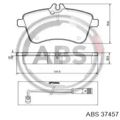 Klocki hamulcowe przednie tarczowe ABS 37457 cena, od 32,25 USD