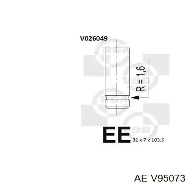 V95073 AE zawór dolotowy/ssący