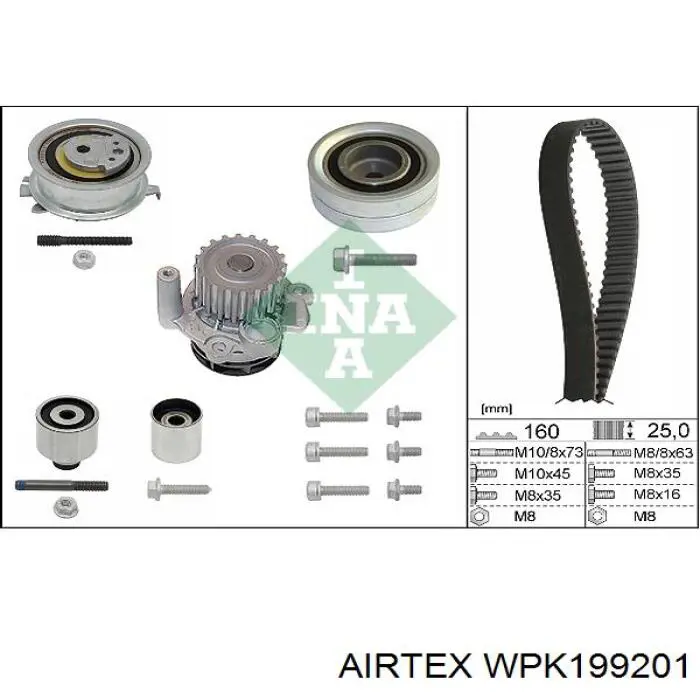 Pasek rozrządu, zestaw Airtex WPK199201 cena, od 210,84 USD
