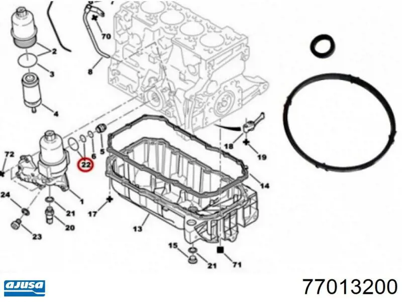 Uszczelka adaptera filtra oleju Ajusa 77013200 cena, od 10,71 USD
