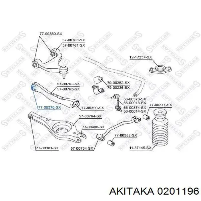 0201196 Akitaka silentblock wahacza poprzecznego tylnego wewnętrzny