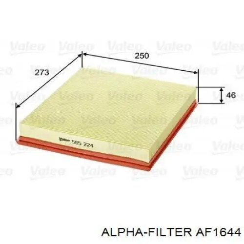 Filtr powietrza Alpha Filter AF1644 cena, od 9,32 USD
