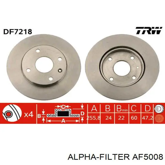 Do koszyka AF5008 Alpha Filter Filtr kabiny