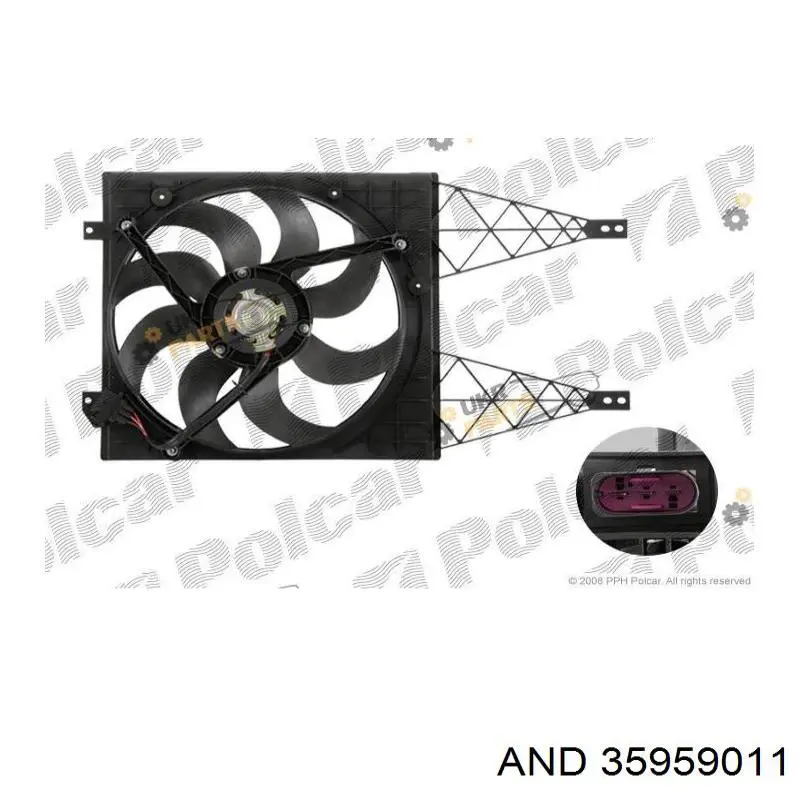 Wentylator elektryczny układu chłodzenia kompletny (silnik+wirnik) 35959011 AND