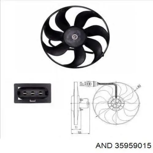 Wentylator elektryczny układu chłodzenia kompletny (silnik+wirnik) AND 35959015 cena, od 61,89 USD