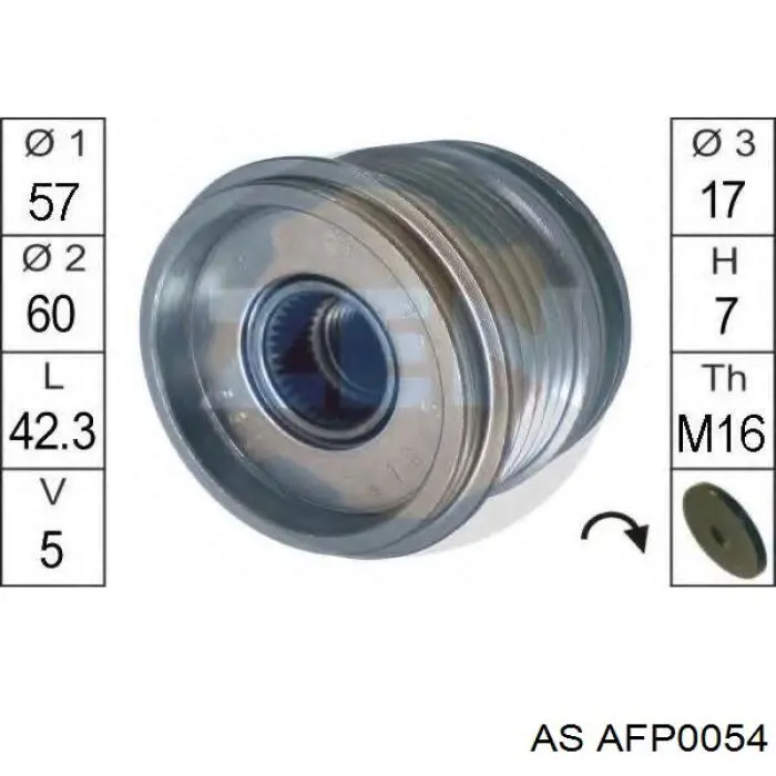 Koło pasowe alternatora AFP0054 AS/Auto Storm