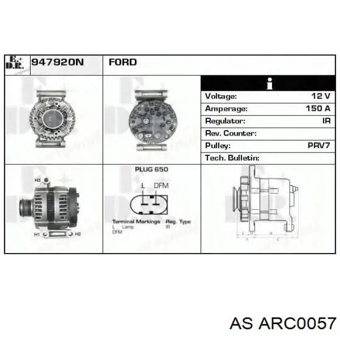 Mostek prostowniczy alternatora = Moster diodowy alternatora ARC0057 AS/Auto Storm