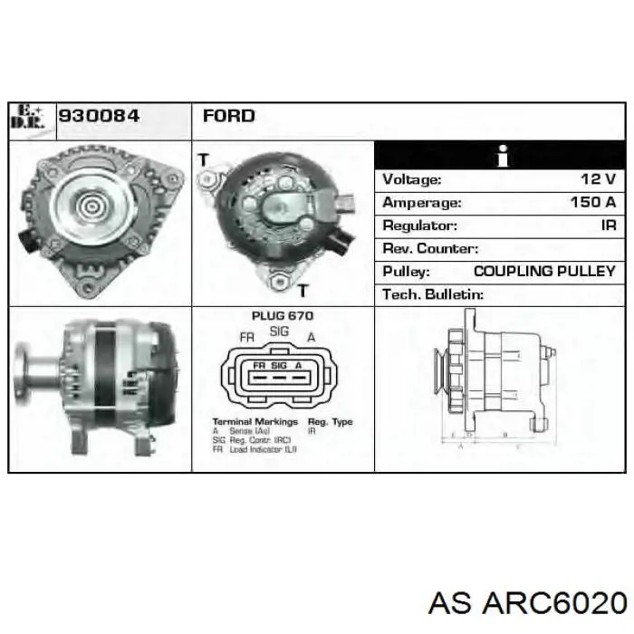 Mostek prostowniczy alternatora = Moster diodowy alternatora Ford 4M5T10300UA