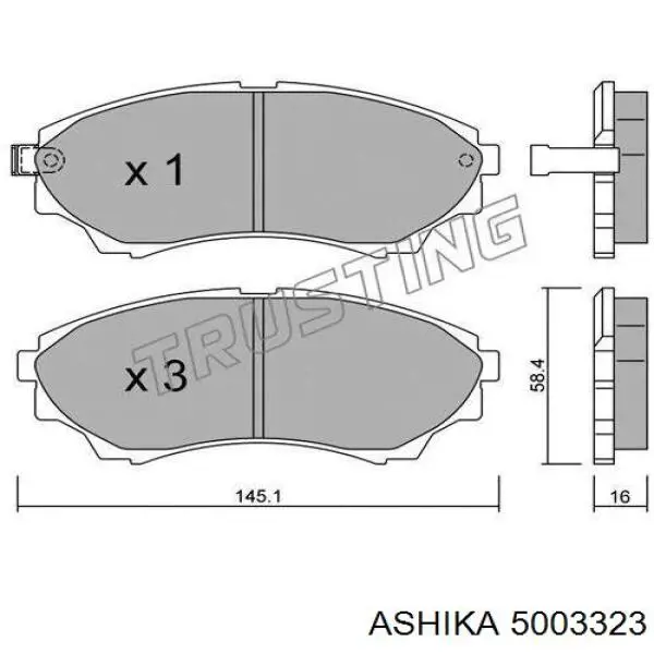 Klocki hamulcowe przednie tarczowe Ashika 5003323 cena, od 32,52 USD