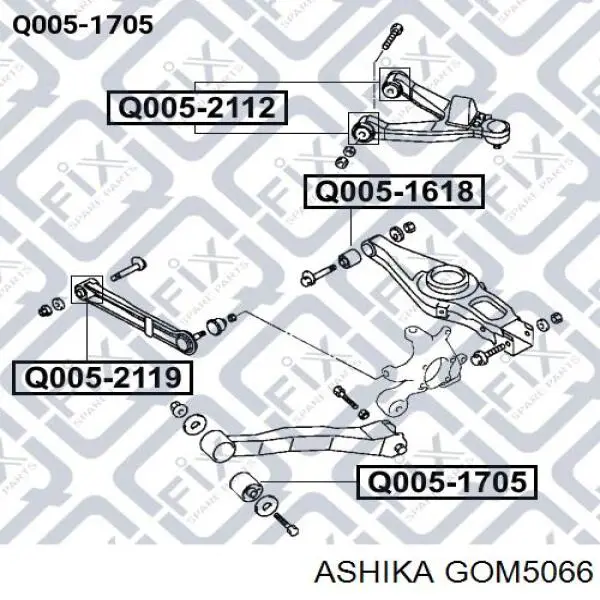 Do koszyka GOM5066 Ashika Silentblock wahacza podłużnego tylnego dolnego