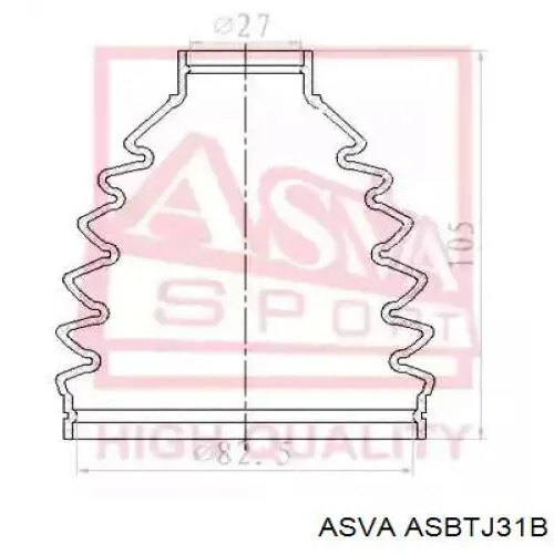 ASBTJ31B Asva osłona przegubu homokinetycznego półosi przedniej zewnętrzna
