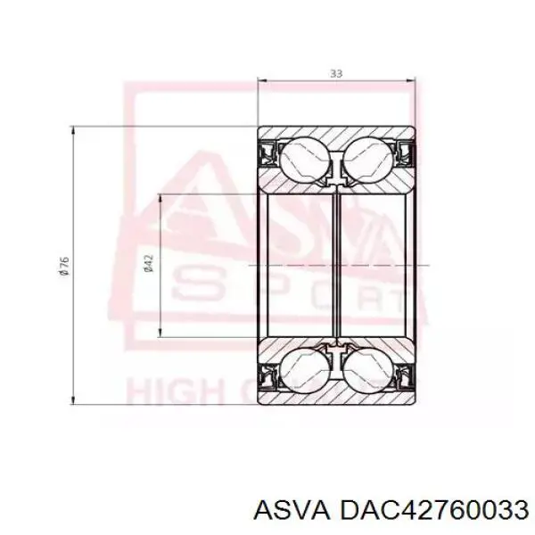 DAC42760033 Asva łożysko piasty przedniej