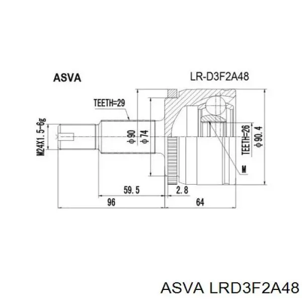 Przegub homokinetyczny przedni zewnętrzny Land Rover TDJ500030 cena, od 51,18 USD