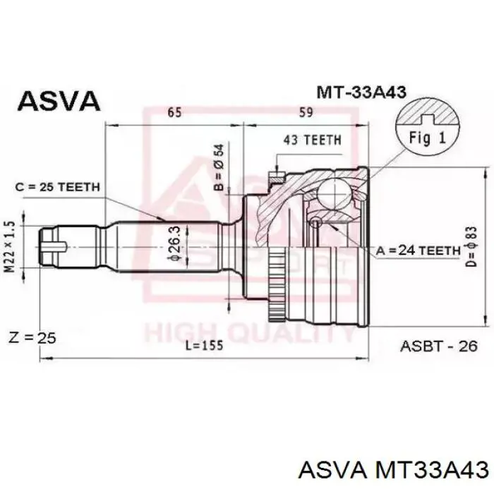 Przegub homokinetyczny przedni zewnętrzny Mitsubishi MR196757 cena, od 42,84 USD