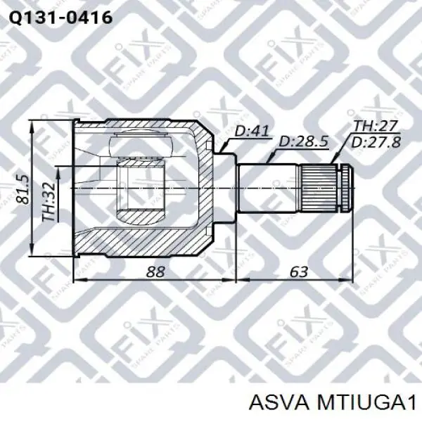 MTIUGA1 Asva Przegub homokinetyczny przedni wewnętrzny