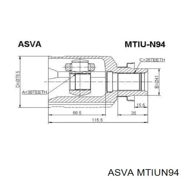 Przegub homokinetyczny wewnętrzny przedni prawy do Mitsubishi Space Wagon III N8, N9