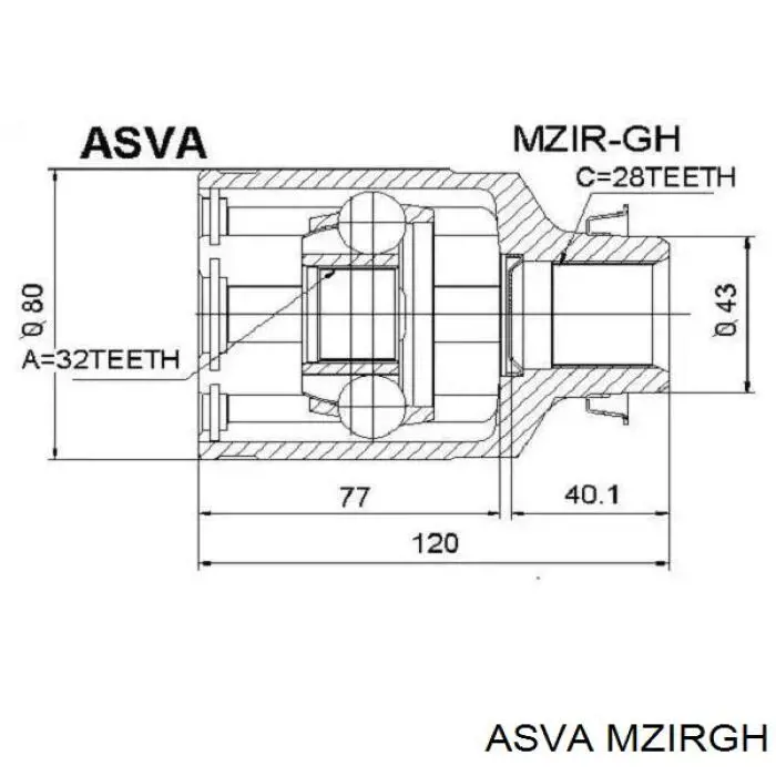 Przegub homokinetyczny wewnętrzny przedni prawy Mazda GD7522520 cena, od 45,81 USD