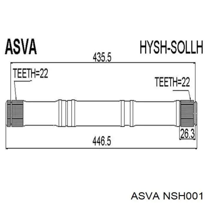 NSH001 Asva Półoś napędowa przednia lewa