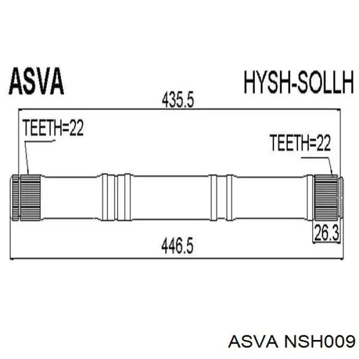 NSH009 Asva Półoś napędowa przednia prawa