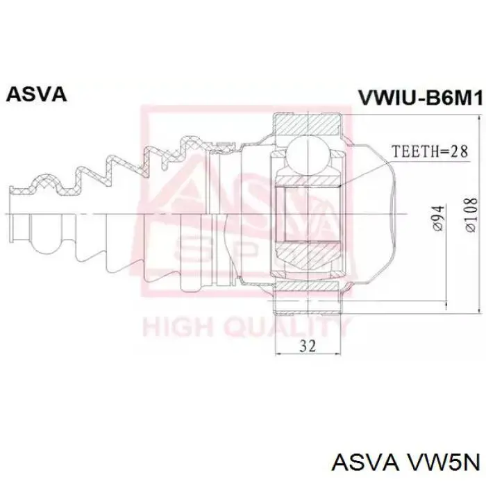 Przegub homokinetyczny przedni zewnętrzny Asva VW5N cena, od 58,70 USD
