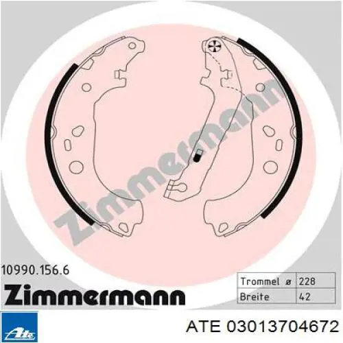 Klocki hamulcowe tylne bębnowe 03013704672 ATE